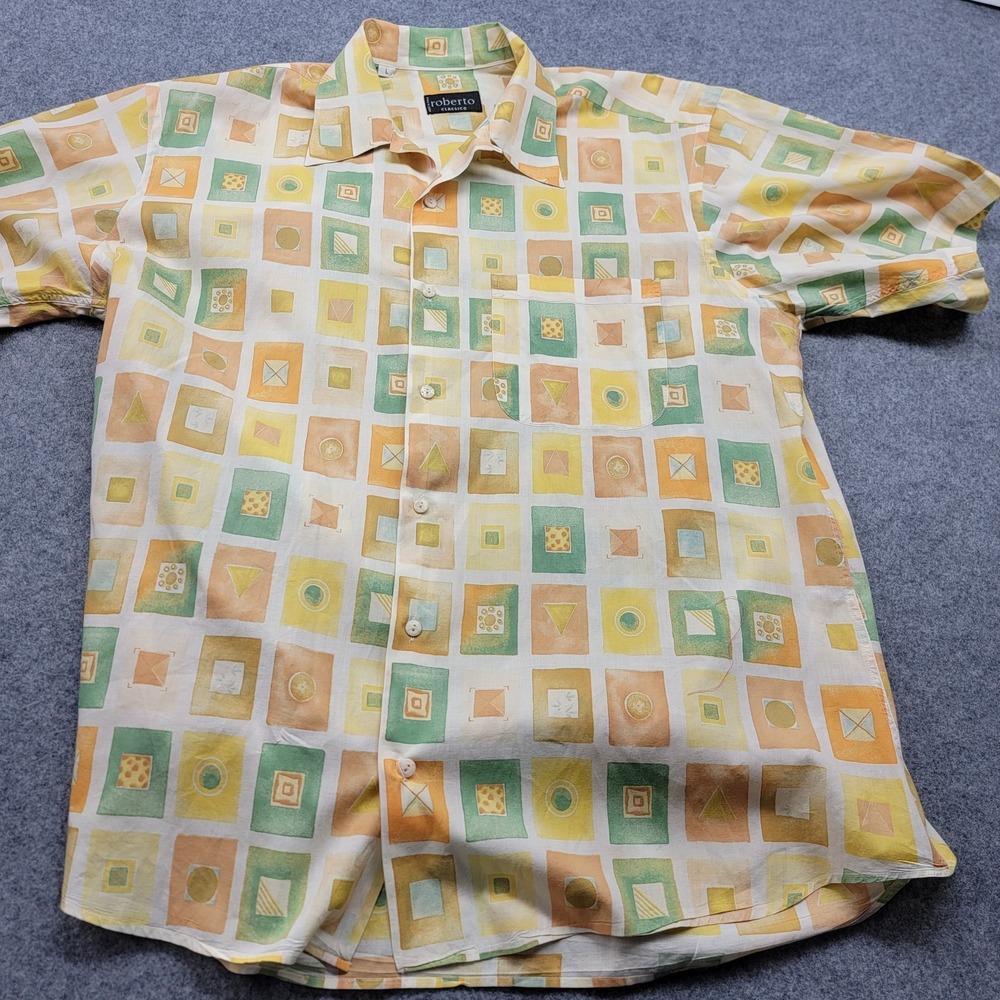 Roberto Classico Made In Italy Short Sleeve  Large Camp Shirt Cabana Resort